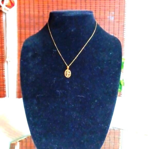 14KT GOLD‎ Chain /W Flower Cut Out Pendant 18 L .09 Gold - Picture 1 of 10